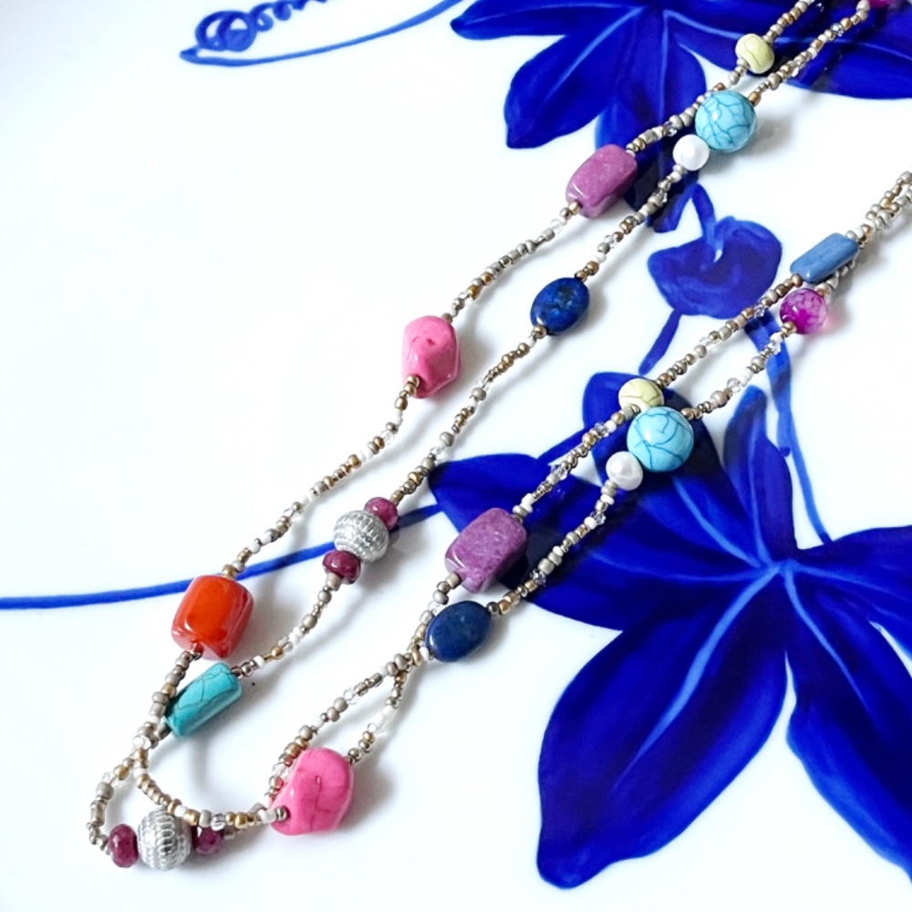 Chico's Long Double-strand Colorful Beaded Necklace